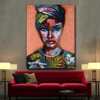 Tablou canvas afro portret abstract modern colorful AFRICAN ART WOMAN MUSE FATIMA