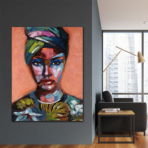 Tablou canvas afro portret abstract modern colorful AFRICAN ART WOMAN MUSE FATIMA