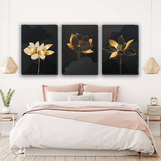 Set 3 tablouri canvas flori moderne intaglio minimaliste MODEL 45