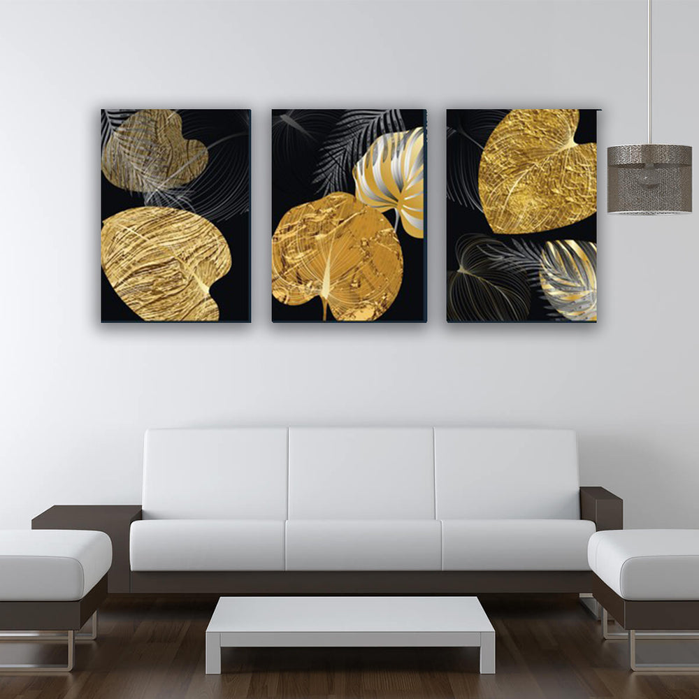 Set 3 tablouri canvas moderne flori si frunze  MODEL 47